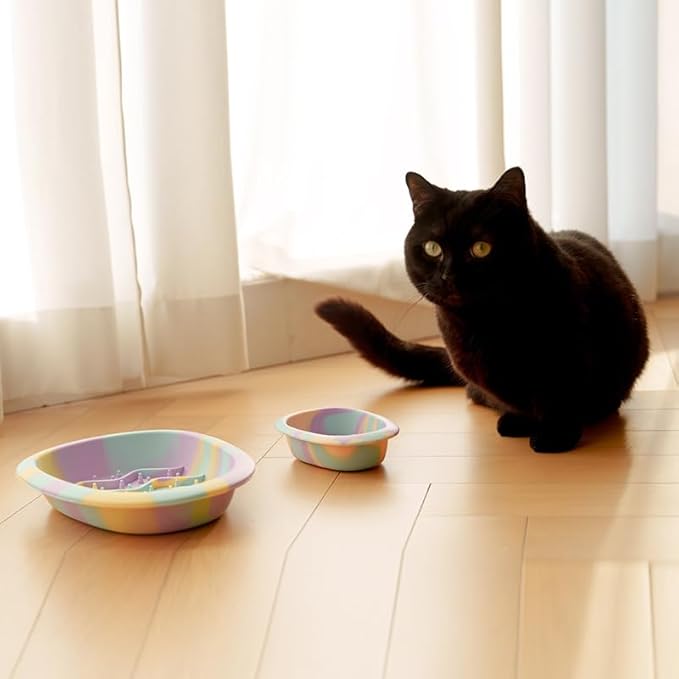 Colorful Slow Feeder Bowl for Large & Small Pets Silicone Easy to Clean Dog Food Bowl Slow Feed Dog & Cat Bowls for Interactive(Purple S)
