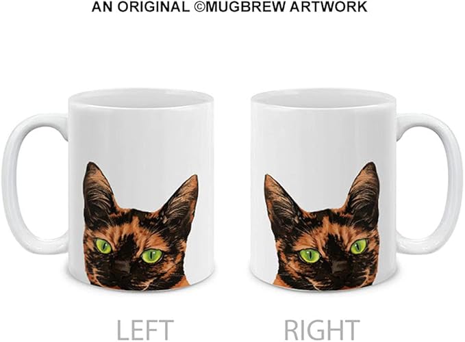 MUGBREW Black Orange Tortoiseshell Cat Ceramic Coffee Mug Tea Cup, 11 OZ