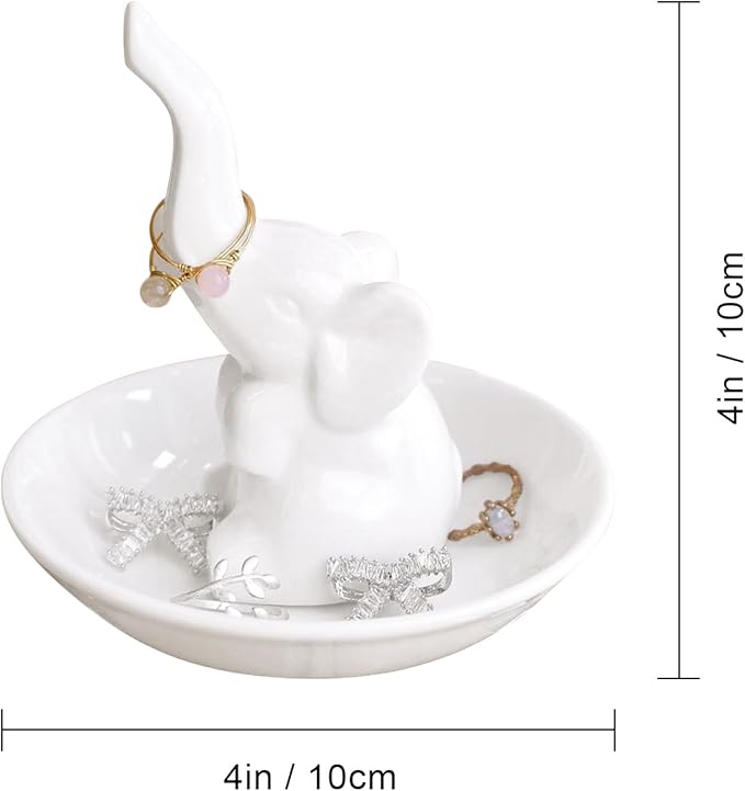 PUDDING CABIN Elephant Gifts for Mom Mothers Day Ring Holder Ring Dish, Elephant Gifts for Women Mom Birthday Wedding Christmas Valentine's Day
