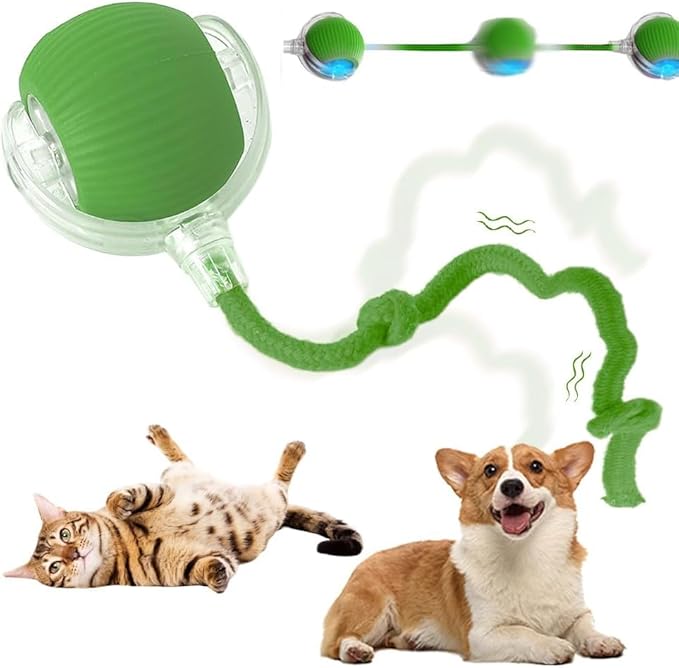 Interactive Rolling Dog Ball, 2025 Version Automatic Interactive Cat Toy Automatic Cat Toy Automatic Moving Dog Toy, 360° Intelligent Automatic Rolling Ball (Green)