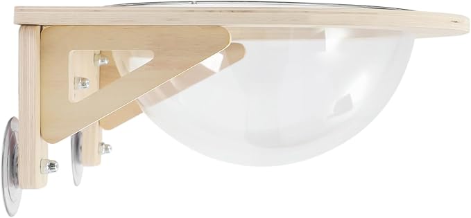 15.75''x15.75'' Wall-Mounted Cat Space Capsule, Wooden Clear Cat House with Transparent Window, Capsule Kitten Walls Shelves with 16.5 lbs Capacity for Indoor Cats, Solid Wood & Plastic