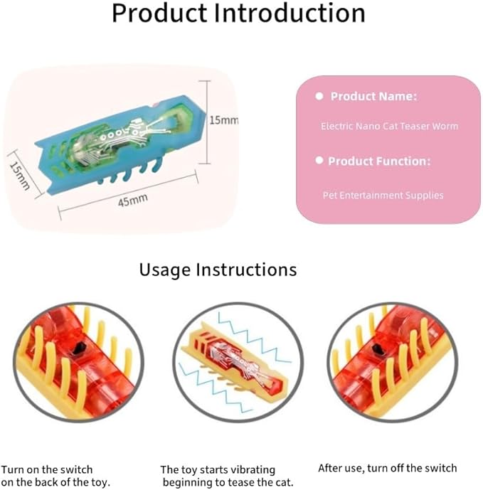 Cat Interactive Teaser Toys Educational Cat Teaser Toy 2PCS Electronic Beetle Interactive Set for Indoor Cats Kitten Chase Exercise Heal Loneliness Replaceable Battery