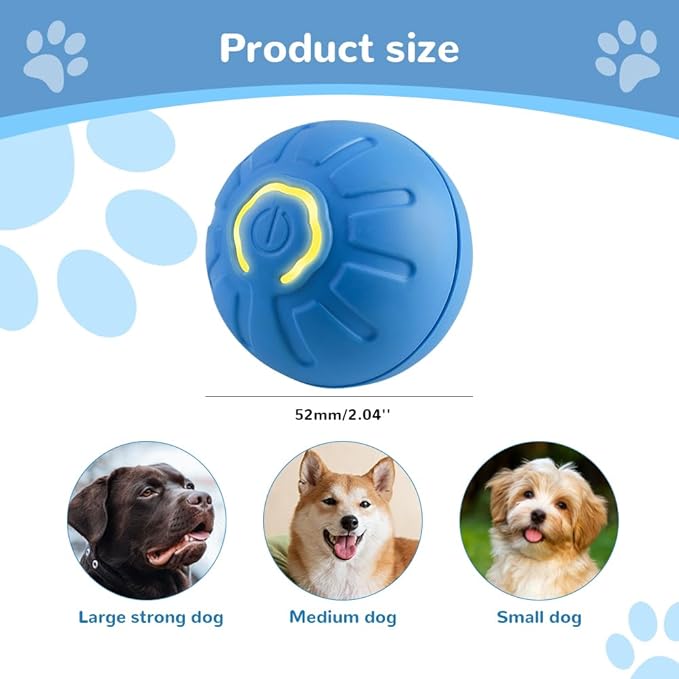 Interactive Pet Toy with Automatic Rolling, Motion Activated Ball for Dogs & Cats - Relieves Boredom, LED Flash (Orange) - No Wires, 2025 New & Enhanced