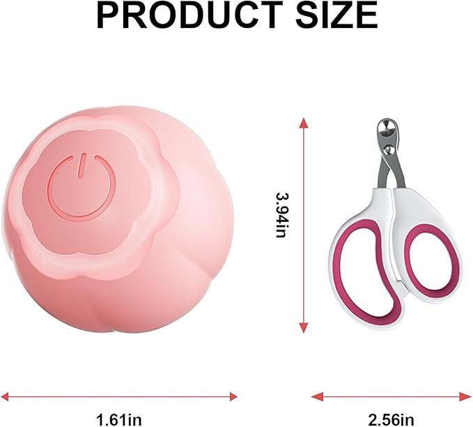 Interactive Cat Toys Ball, Rolling Smart Ball with Nail Clippers for Bored Indoor Adult Cats, USB Rechargeable Automatic Cat Toys, Moving Ball Cat Toy for Cat/Kitten