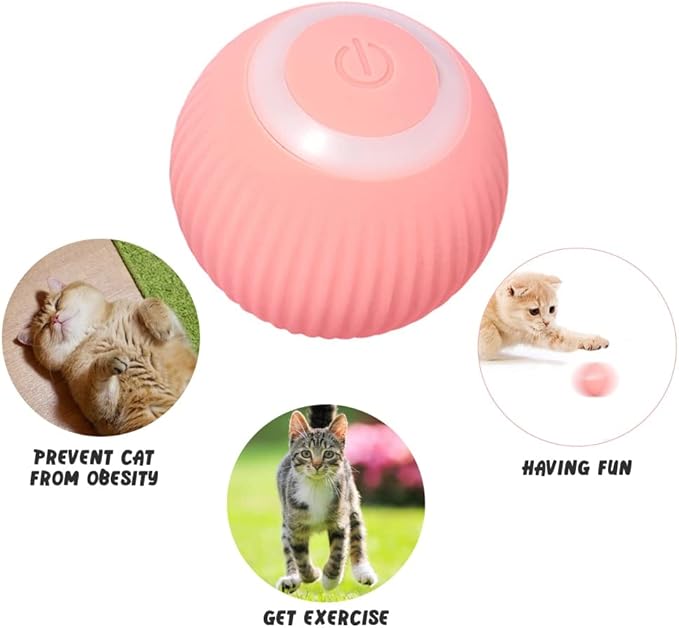 Wloom Cat Ball - Interactive, Self-Moving, Automatic Rolling Toy for Indoor Playing, Stimulates Hunting Instinct in Your Kitty (Pink)