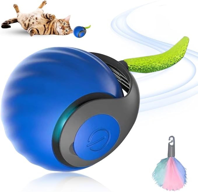 Speedy 3.0 Tail Cat Toy, 2026 New Speedy Tail Interactive Cat Toy for Indoor Cats, 2 Speed Adjustment- Automatic Moving Smart Cat Toys Ball with Tail for Bored Indoor Cats Dogs (Blue)