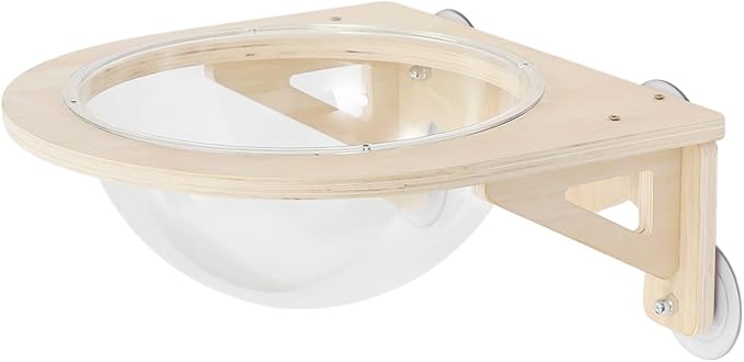 15.75''x15.75'' Wall-Mounted Cat Space Capsule, Wooden Clear Cat House with Transparent Window, Capsule Kitten Walls Shelves with 16.5 lbs Capacity for Indoor Cats, Solid Wood & Plastic