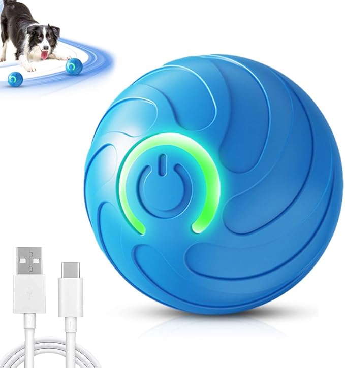 Interactive Dog Ball, 2026 New Vibrating Dog Ball Toy, Automatic Rolling Ball for Small Dogs, Self Moving Smart Jumping Bouncing and Rotating Pets Toy to Keep Them Busy (Blue)