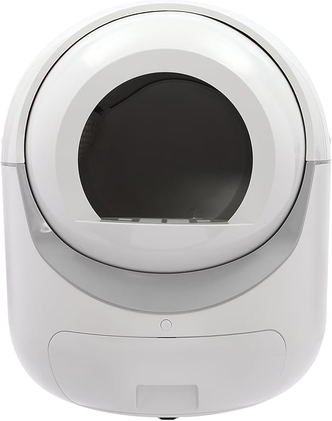 Smart Litter Box, Self-Cleaning for Multiple Cats with APP Control - Large Automatic Hooded Litter Tray, Hands-Free Cleaning for Cats Up to 22lbs, White Round Design