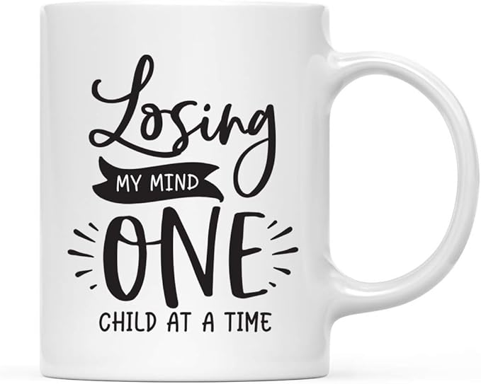 Andaz Press Mother's Day 11oz. Ceramic Coffee Tea Mug Gift for Mom, Losing My Mind One Child At a Time, 1-Pack, Birthday Christmas Gift Ideas