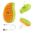 3-in-1 Steam Pet Brush for Cats & Dogs – Self-Cleaning Spray Comb for Grooming, Shedding & Massaging – Quiet Rechargeable Electric Steamer Hair Remover with Mist – Indoor Spa Tool (Green)