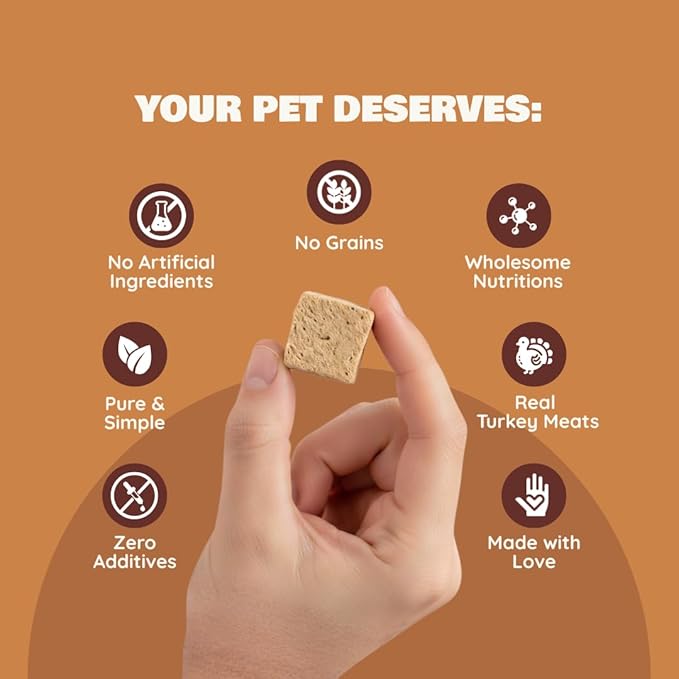 Benji & Louie Freeze Dried Turkey Bites for Dogs & Cats – Single Ingredient Treats, Grain-Free – 3 oz (85 g) (Turkey)