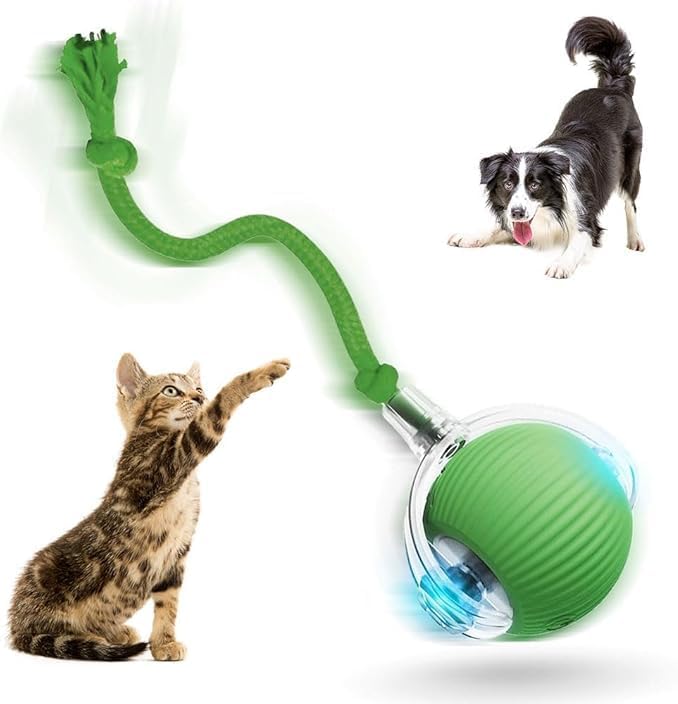 Interactive Cat Toys Balls for Indoor Cats, 2023 New Interactive Rolling Dog Ball, Motion Activated Cat Balls with 360° Smart Automatic Rolling Moving for Bored Kitten Pet Cats Dogs (Green)