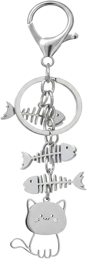 Purse Charms bag handbag Backpack Wallet Stainless Steel Kawaii Cat Cute Keychain for Women Men Kids Girls Teens Dad Mom Lovers Gifts Aesthetic car Keys Keyring