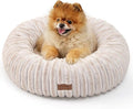 FUKUMARU Small Dog Bed, Gradient Color Donut Dog Beds for Anxious Puppies, 25 inches Calming Orthopedic Dog Beds, Round Pet Beds with Washable Cover, Cute Cat Bed for Indoor Cats, Camel