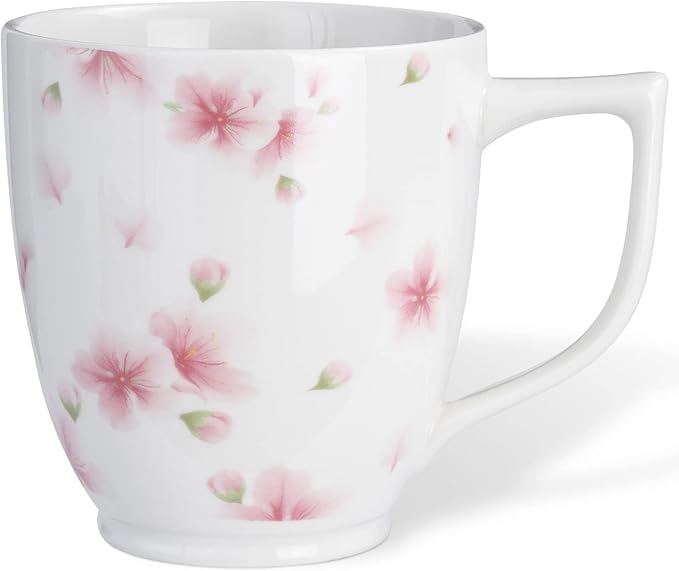 Ceramic Coffee Mug - Cherry Blossom Cup, 15 oz Froal Mug for Coffee Milk Latte, Christmas Mothers Valentine Day Gifts for Women
