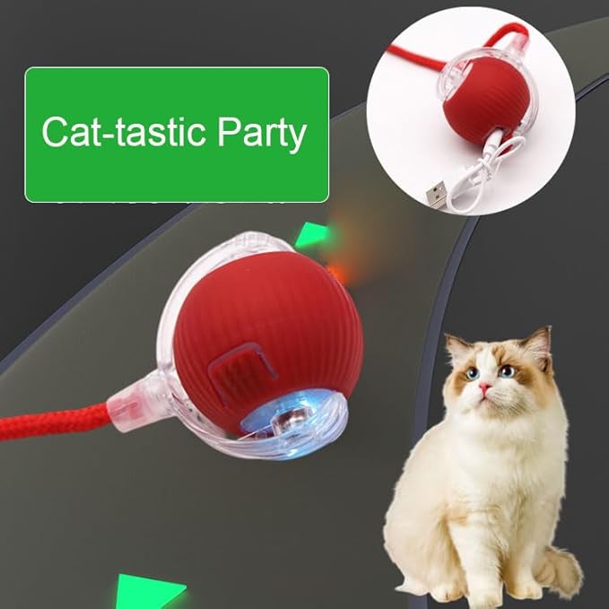 Interactive Cat Toy Set - 3-Mode Smart Chase Ball with 5-LED Red Light Pointer, USB Fast Charging & Durable ABS Material - Fun Pet Toys for Indoor Cats, Kittens & Playful Felines