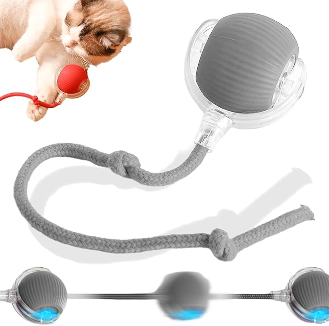 Interactive Rolling Dog Ball, 2025 Upgraded Rolling Cat Toys, Moving Interactive Dog Chew Ball Toys 2.0, Motion Activate Toys, Electric 360° Automatic for Pet Toys(Gray)