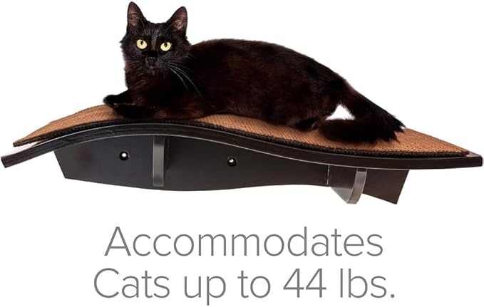 Arf Pets Cat Shelf, Wall-Mounted Desined Wooden Cat Perch - Holds Cats Up to 44 Lb