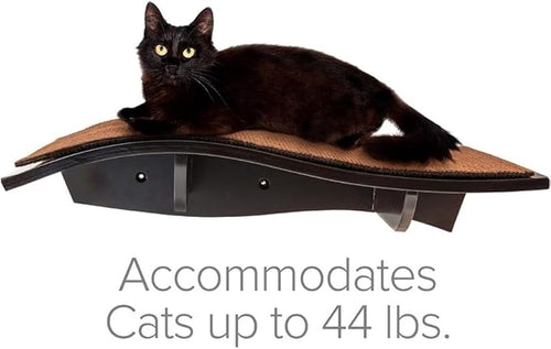Arf Pets Cat Shelf, Wall-Mounted Desined Wooden Cat Perch - Holds Cats Up to 44 Lb