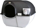 Omega Paw Self Cleaning Cat Litter Box, Elite Roll 'N Clean Litter Box, Regular Size for Kittens and Cats 10 lbs and Under, Black Color (EL-RA15-1) with Integrated Litter Step and Chrome Accents
