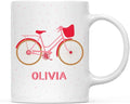 Andaz Press Personalized 11oz. Kids Hot Chocolate Mug, Pink and Red Bike, 1-Pack, Custom Child’s Bicycle Birthday Christmas Coffee Cup