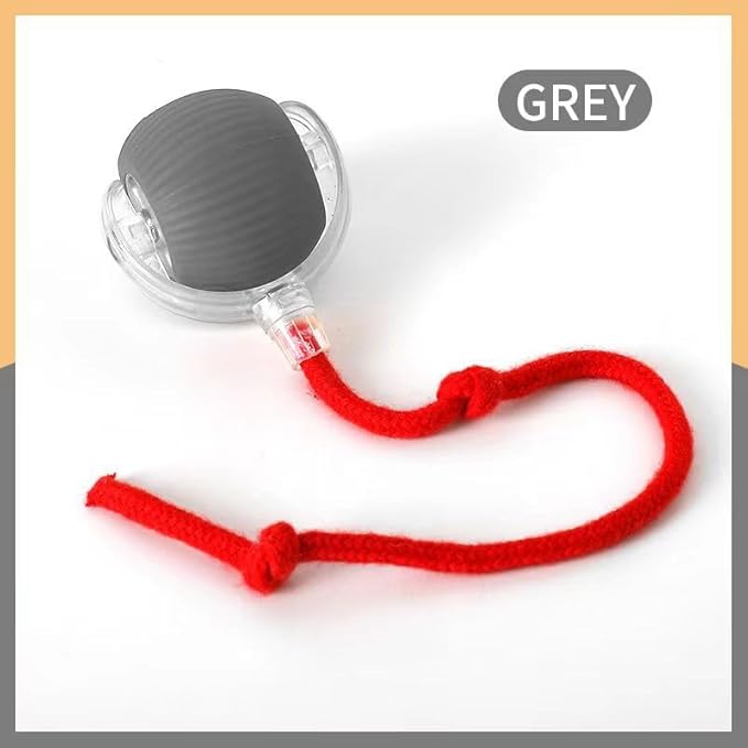 Silicone Cat Ball Toy - Smart Automatic Rolling Toy for Indoor Pets - Electric Cat Toy Ball with Tail with Motion-Activated, Fast Self-Rolling for Bored Cats & Dogs (Grey)