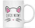 Andaz Press Funny Cat Lover 11oz. Ceramic Coffee Tea Mug, Check Meowt, 1-Pack, for Cat Mom, Birthday Christmas Ideas, Includes Box