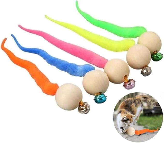 5 Pcs Interactive Cat Toy Ball,Speedy Cat Toys for Indoor Cats with Feather Tails for Chasing, Moving Stimulation Smart Cat Toy for Enrichment, Motion Activated Automatic Rolling Toys