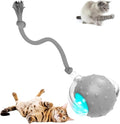 Interactive Cat Toy Balls, 2025 New Interactive Rolling Cat Balls, Upgrade 3.0 Tail Cat‘s Toys with LED Light, Three Modes Smart Automatic Rolling Pet Ball Toy (Grey- Birdcall)