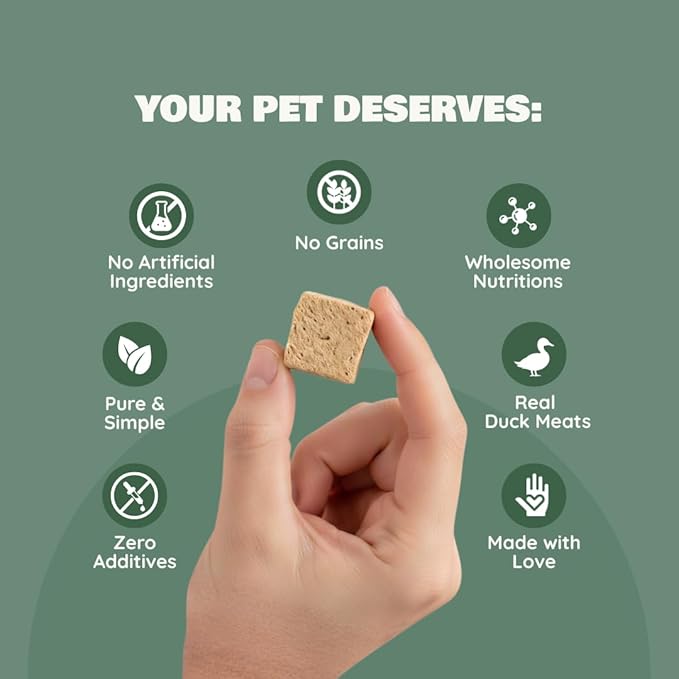 Benji & Louie Freeze Dried Duck Bites for Dogs & Cats – Single Ingredient Treats, Grain-Free – 3 oz (85 g) (Duck)