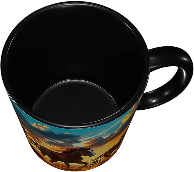 Horse Coffee Mug Funny Ceramic Tea Cup Novelty Presents for Women Men Home and Office Birthday Microwave Dishwasher Safe 11oz
