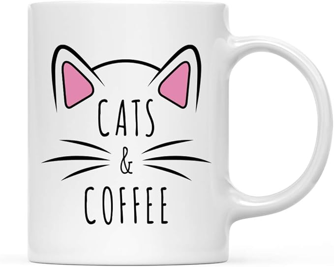 Andaz Press Funny Cat Lover 11oz. Ceramic Coffee Tea Mug, Cats & Coffee, 1-Pack, for Cat Mom, Birthday Christmas Ideas, Includes Box