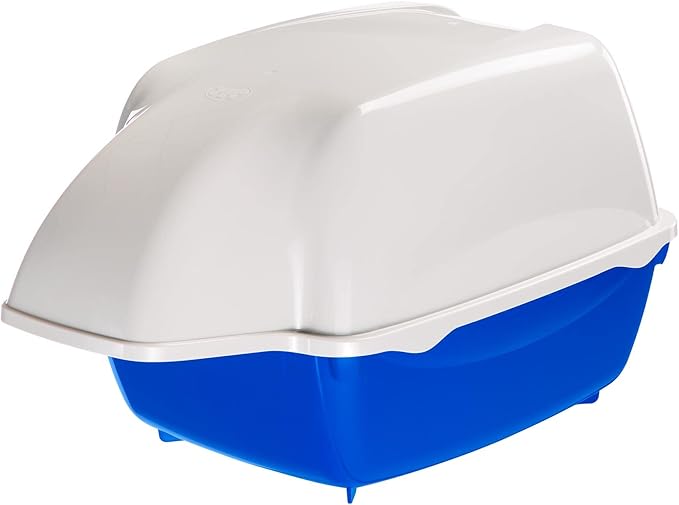 Ferplast Cosmic Outdoor Cat Litter Box - Waterproof Dog-Proof Cat Toilet with Tunnel Entry, High-Sided Base for Litter Containment, Easy-Clean Design, Durable Thermoplastic Resin in Blue