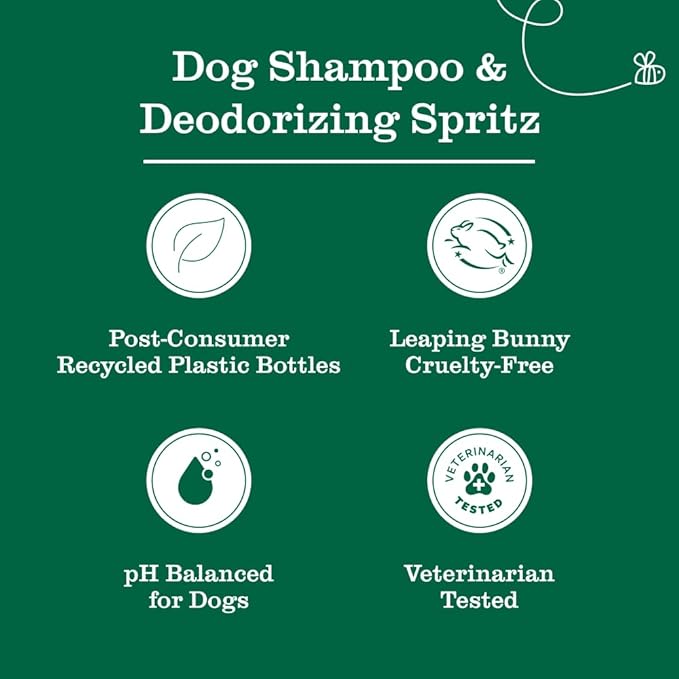 Mrs. Meyer's Clean Day Dog Care Kit, Includes 3in1 Dog Shampoo - White Peach, Dog Deodorizing Spritz - White Peach and Pet Stain & Odor Fighter - Coconut Leaf