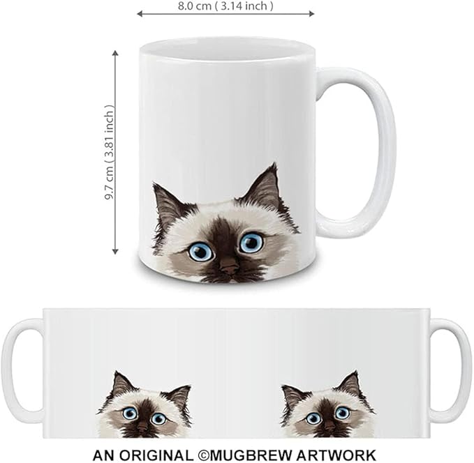 MUGBREW Chocolate Point Birman Cat Ceramic Coffee Mug Tea Cup, 11 OZ