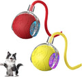Interactive Cat Toy Balls, 2025 New Interactive Rolling Cat Balls, Upgrade 3.0 Tail Cat‘s Toys with LED Light, Three Modes Smart Automatic Rolling Pet Ball Toy (Yellow+RED（Rope Style）)