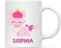 Andaz Press Personalized 11oz. Kids Milk Hot Chocolate Mug, Pink Princess Cat, 1-Pack, Custom Child’s Birthday Christmas Coffee Cup