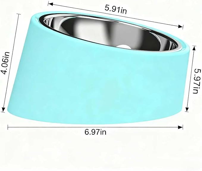 15° Slow Water Bowl for Medium Dogs (Medium, Blue), Anti-Gulping Pet Water Dish for 10-15kg Dogs, Non-Spill Raised Dog Bow