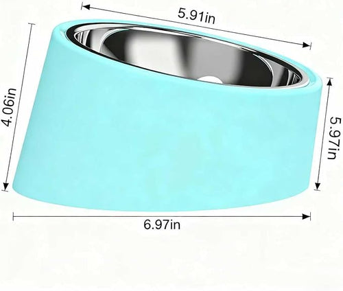 15° Slow Water Bowl for Medium Dogs (Medium, Blue), Anti-Gulping Pet Water Dish for 10-15kg Dogs, Non-Spill Raised Dog Bow