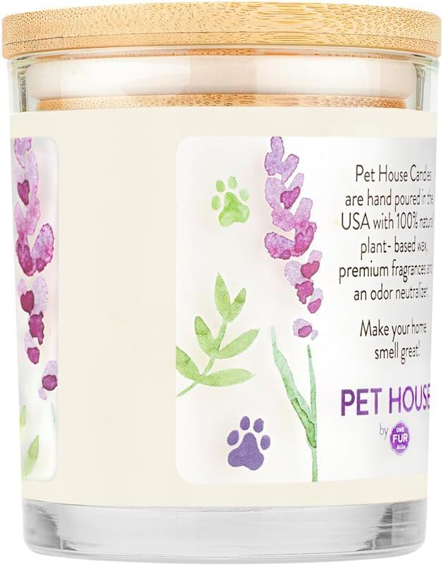 One Fur All Pet House Soy Candles, Clean Burning, Long Lasting, Plant-Based Pet Odor Candles, Lavender Green Tea, 4 Pack