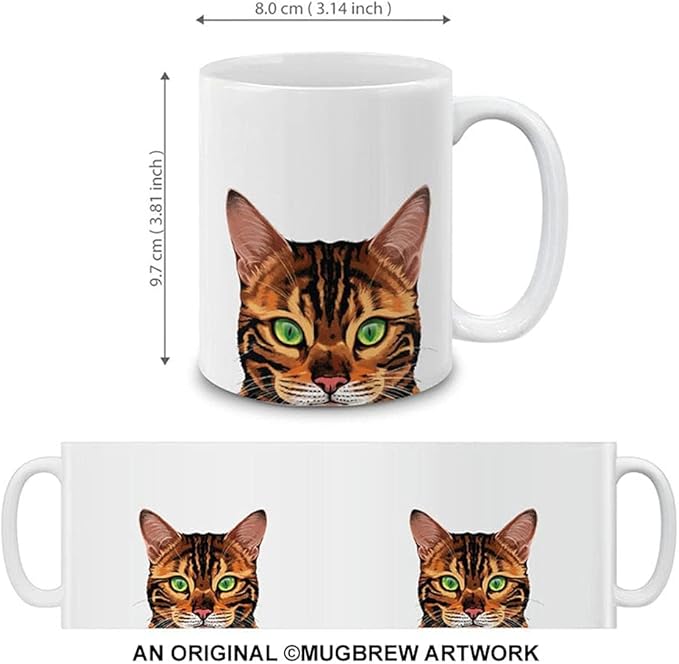 MUGBREW Spotted Brown Bengal Cat Ceramic Coffee Mug Tea Cup, 11 OZ
