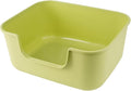 Large Cat Litter Box with High Sides,Cat Boxes for Indoor Cats,Cat Litter Pan for Kitty,Litter Box with Low Entry,Easy to Clean,Anti-Splashing (Green-Long Side Entry)