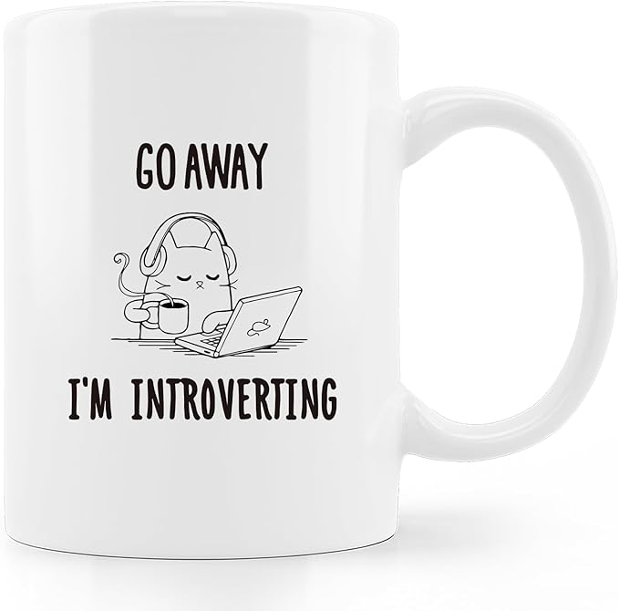 Introverting Cat Mug, Funny 11oz Coffee Mug for Cat Lovers, Birthday Gift