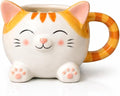 Cute Cat Coffee Mug – 16oz Ceramic Animal Mug, Handmade Gift for Cat Lovers, Cute Kawaii Coffee & Tea Cup – Orange Tabby