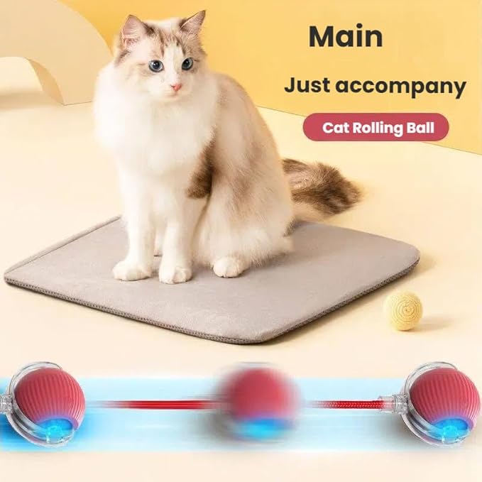Interactive Cat Ball Toy, Motion Activated Rolling Ball with LED Light, Automatic Moving Pet Entertainment Equipment, Spherical Shape, 2x2x2 Inches