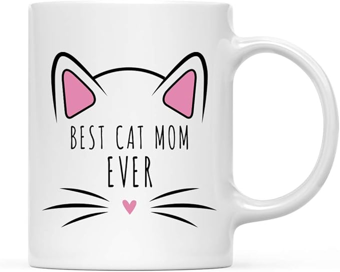 Andaz Press Funny Cat Lover 11oz. Ceramic Coffee Tea Mug, Best Cat Mom Ever, 1-Pack, for Cat Mom, Birthday Christmas Ideas, Includes Box