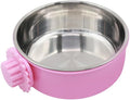 DEVILMAYCARE Pet Feeder Dog Bowl Stainless Steel Food Hanging Bowl Crates Cages Dog Parrot Bird Pet Drink Water Bowl Dish Accessory (L: 6''x2.2'', Pink)