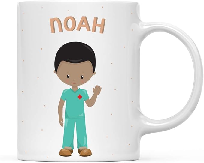 Andaz Press Personalized 11oz. Kids Milk Hot Chocolate Mug, Black Haired Ward Boy, 1-Pack, Custom Child’s Birthday Christmas Coffee Cup