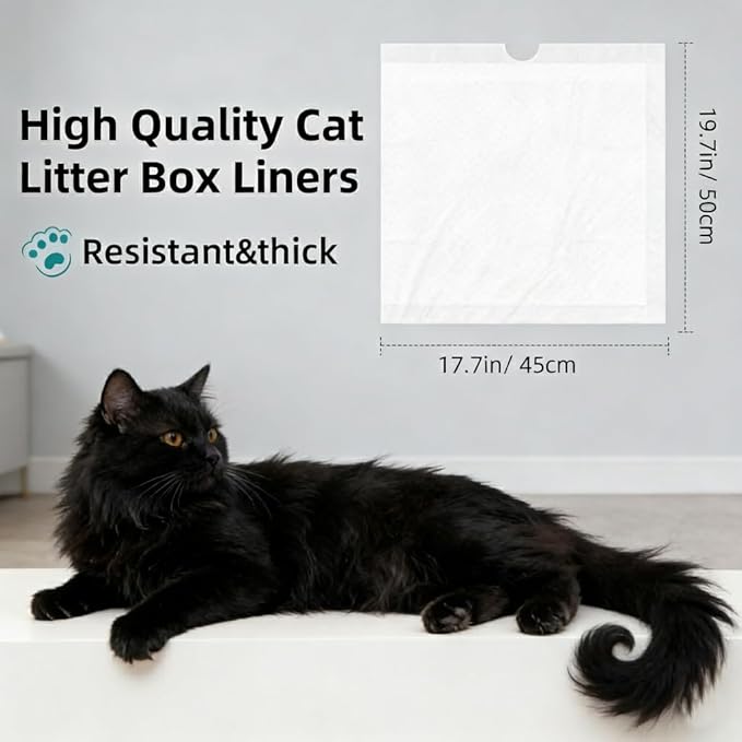 20 x 18 inches, 4 Rolls, 60 Counts, Cat Litter Bags for Self Cleaning Litter Trays, Replacement Pet Poop Bags with Drawstring, Close Litter Box Liners for Cat Poop Bag